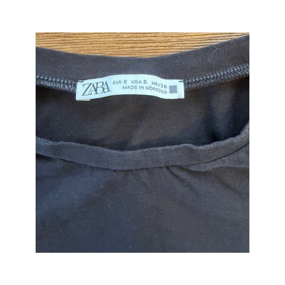 Zara Black Ruffle Sleeve Knit Top Size Small - Picture 3 of 4